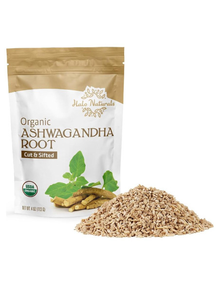 Raíz de Ashwagandha Orgánica Halo Naturals 113g Certificada USDA