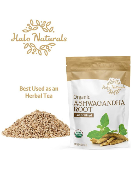 Raíz de Ashwagandha Orgánica Halo Naturals 113g Certificada USDA