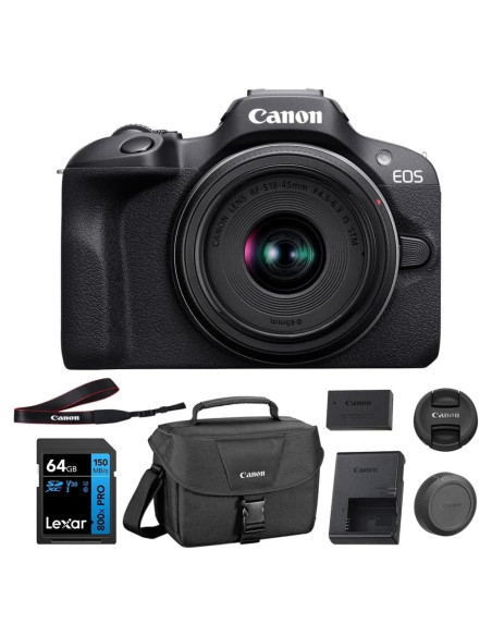 Cámara sin Espejo Canon EOS R100 24.1MP 4K con Lente RF-S18-45mm