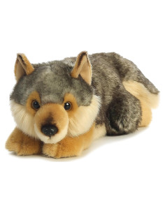 Peluche Lobo Acostado Aurora Miyoni 28 cm Gris
