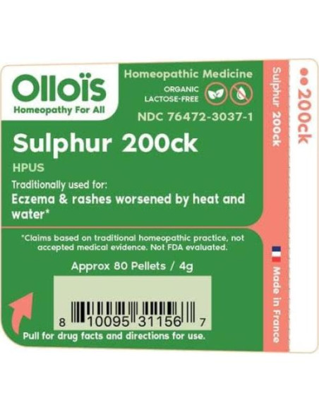 Medicamento Homeopático Ollois Azufre 200ck Orgánico 80 Pellets