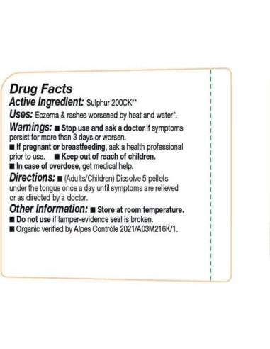 Medicamento Homeopático Ollois Azufre 200ck Orgánico 80 Pellets