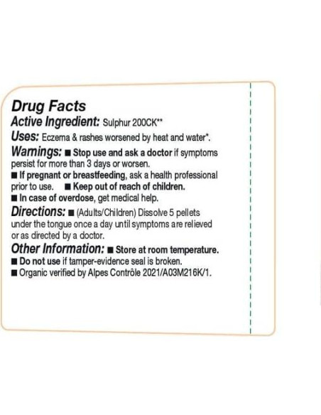 Medicamento Homeopático Ollois Azufre 200ck Orgánico 80 Pellets