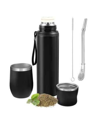 Kit Taza Yerba Mate Dandat 12 oz + Botella Térmica 1000 ml