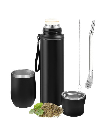 Kit Taza Yerba Mate Dandat 12 oz + Botella Térmica 1000 ml