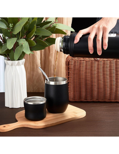 Kit Taza Yerba Mate Dandat 12 oz + Botella Térmica 1000 ml