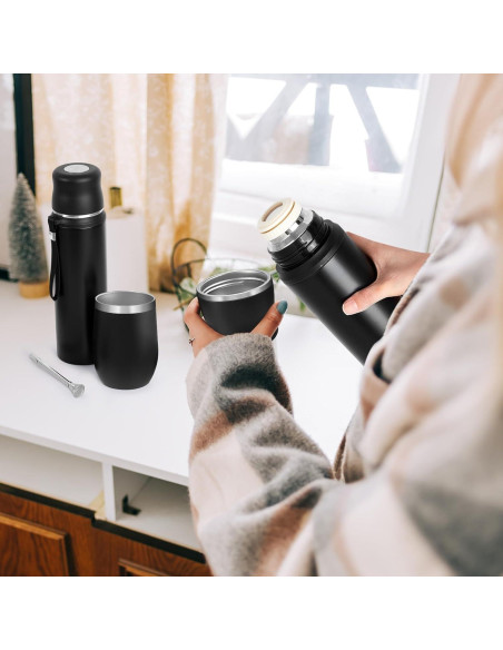 Kit Taza Yerba Mate Dandat 12 oz + Botella Térmica 1000 ml