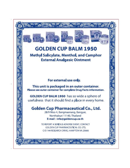 Ungüento Herbal Tailandés Amarillo Golden Cup 66g (Paquete de 3)