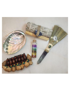 Kit de Smudge Palo Santo y Salvia - 5 Herramientas de Sanación