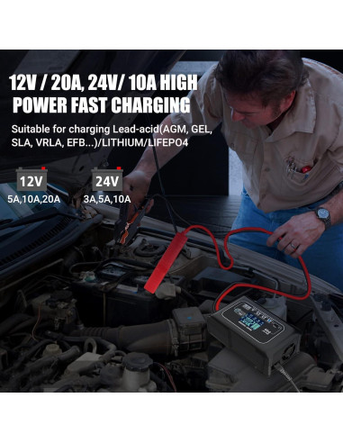 Cargador de Batería Inteligente 20A 12V/24V ZHIHIUI