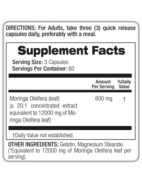 Cápsulas de Moringa Oleifera FITO MEDIC'S 300 Unidades
