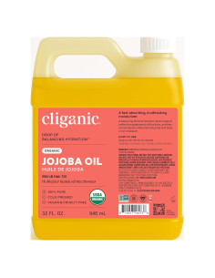 Aceite de Jojoba Orgánico Cliganic 946ml 100% Puro Prensado en Frío