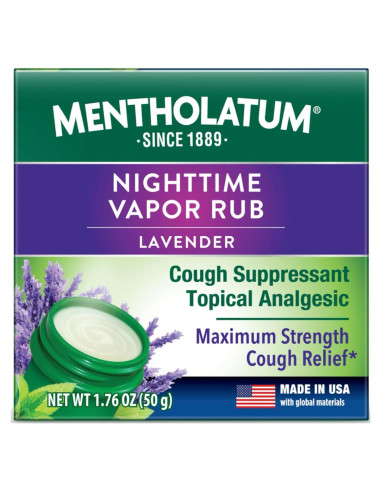 Mentholatum Rub Vaporizante Nocturno 50 g - Alivio de Tos Lavanda