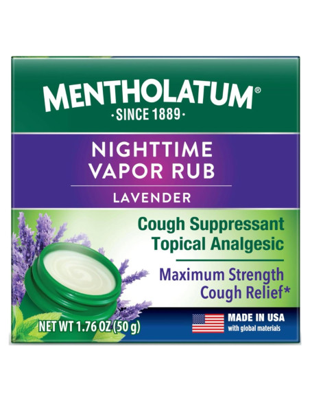 Mentholatum Rub Vaporizante Nocturno 50 g - Alivio de Tos Lavanda