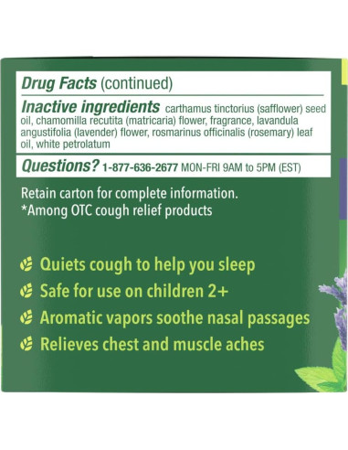 Mentholatum Rub Vaporizante Nocturno 50 g - Alivio de Tos Lavanda