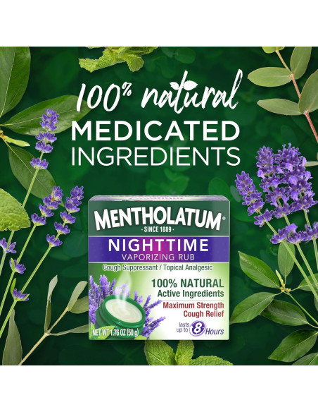 Mentholatum Rub Vaporizante Nocturno 50 g - Alivio de Tos Lavanda