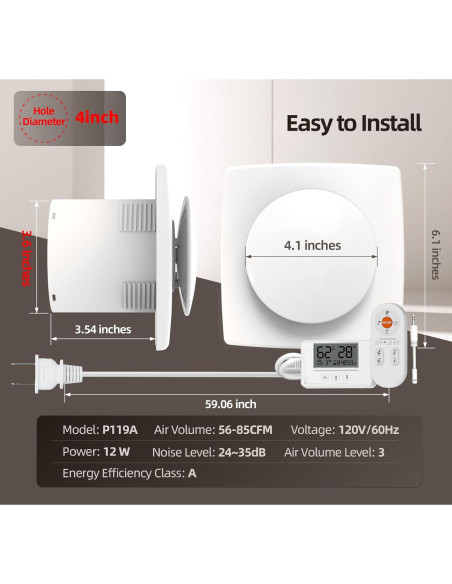 Ventilador de Escape ARSFAN P119A 10 cm con Control Remoto