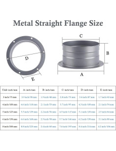 Conector de Ducto Metálico Recto 10 cm ASHXFSH con Brida 2