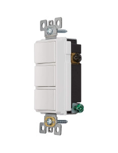 Interruptor de Pared Broan-NuTone P3RW 3 Palancas Blanco 2