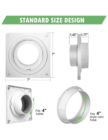 Placa de Ventilación para Secadora ELEMONY 7x7 cm Conector Rápido