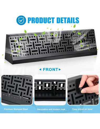 Difusor de Ventilación de Baseboard Landhoow 18" Negro - 4 Pcs