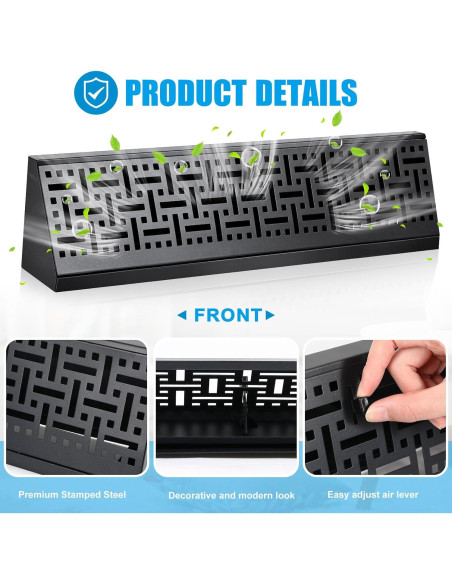 Difusor de Ventilación de Baseboard Landhoow 18" Negro - 4 Pcs