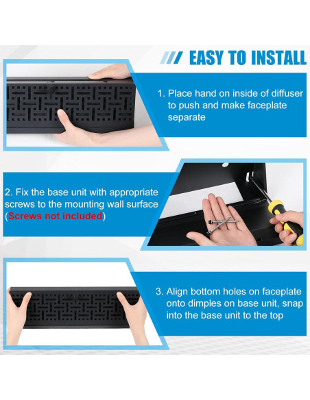 Difusor de Ventilación de Baseboard Landhoow 18" Negro - 4 Pcs