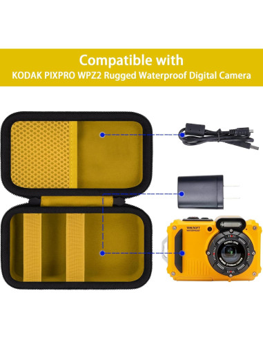 Funda Dura Impermeable Kodak PIXPRO WPZ2 Amarilla 16.5x9.8cm
