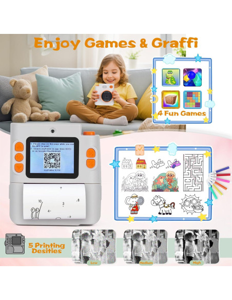 Cámara Instantánea Digital Cudinham 1080P para Niños - Blanco