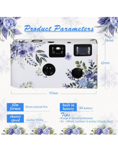 Paquete de 10 Cámaras Desechables Kanayu Amapola Azul 35mm 2