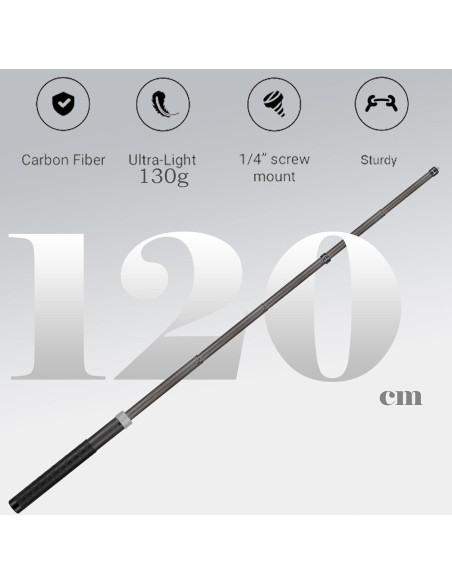 Palo de Selfie Fibra de Carbono Funnyfox 120cm para GoPro e Insta360
