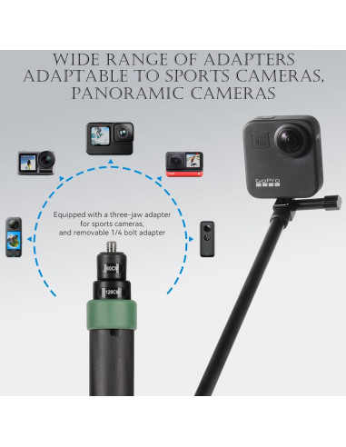 Palo de Selfie Fibra de Carbono Funnyfox 120cm para GoPro e Insta360