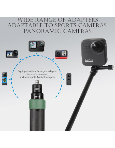 Palo de Selfie Fibra de Carbono Funnyfox 120cm para GoPro e Insta360