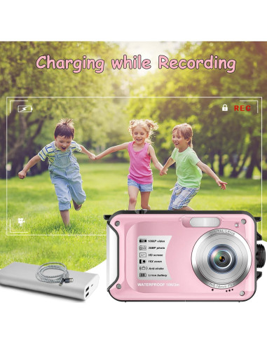 Cámara Submarina Yifecial CD12 Rosa 10FT 1080P Autofoco 16X