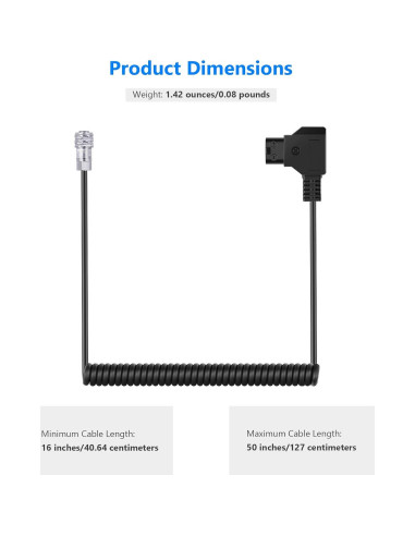 Cable de Alimentación D-Tap a BMPCC 4K/6K Weipu 40-127 cm