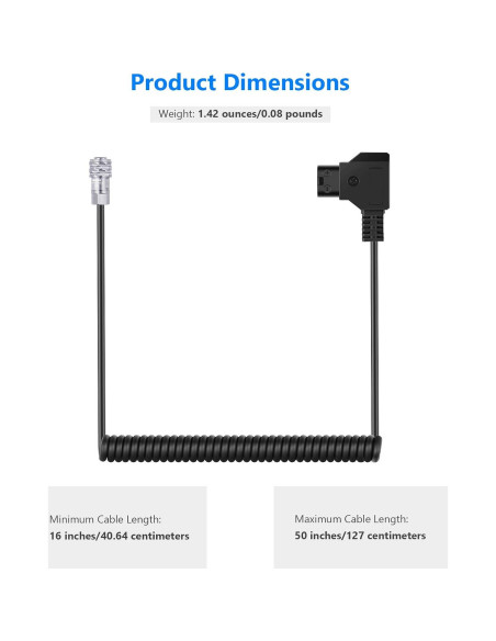 Cable de Alimentación D-Tap a BMPCC 4K/6K Weipu 40-127 cm