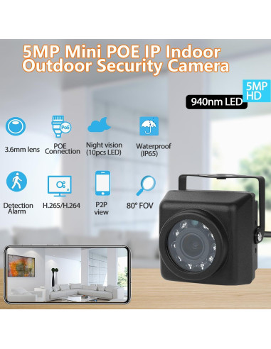 Cámara IP POE 5MP REVODATA a prueba de agua con visión nocturna