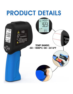 Termómetro Infrarrojo Sin Contacto INFURIDER 1880 -50C a 1880C 2