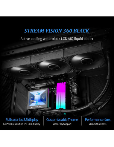Enfriador Líquido Térmico THERMALRIGHT AIO 360mm Negro con LCD