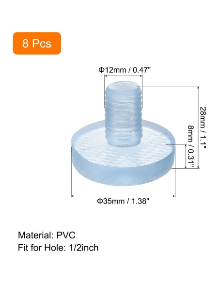 Topes de Vidrio para Mesa uxcell 8Pcs 12mm Anticolisión