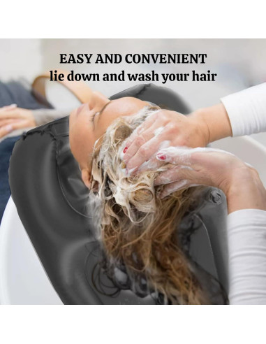 Cuenca de Champú Portátil Inflable ZHUOMINGJIA 2 Pcs Negro