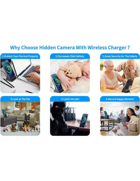 Cargador de Teléfono LIZVIE con Cámara Oculta 1080P y WiFi