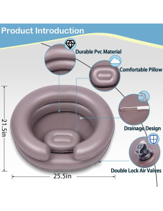 Bañera Inflable TZYWFZ para Dreadlocks y Locs - 64.8x54.6cm 2