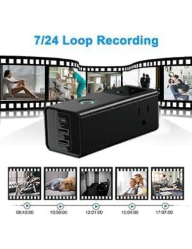 Cargador Cámara Oculta MINICATCHER 1080P WiFi Seguridad