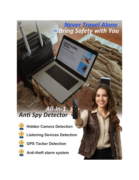 Detector de Cámaras Ocultas Huwrmcl H5, Alarma Antirrobo, 168H