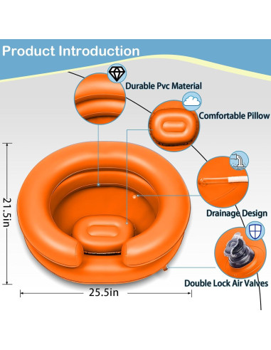 Bañera Inflable TZYWFZ para Dreadlocks y Locs - Naranja