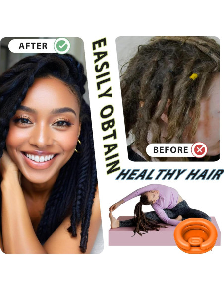 Bañera Inflable TZYWFZ para Dreadlocks y Locs - Naranja