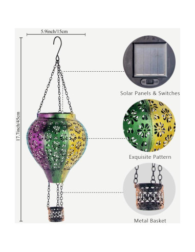 Linterna Solar de Globo Aerostático Stargarden Colorido 2.54cm