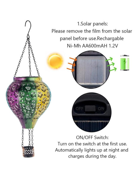 Linterna Solar de Globo Aerostático Stargarden Colorido 2.54cm