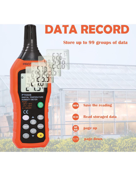 Medidor Digital de Temperatura y Humedad Protmex PT6508